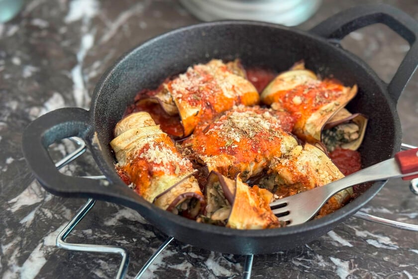Berenjena en láminas, legumbres y gratinado: una preparación ligera que se resuelve en media hora de horno
